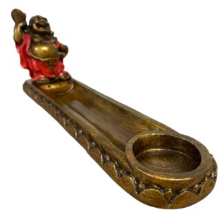 Resin happy Buddha incense and tea light holder